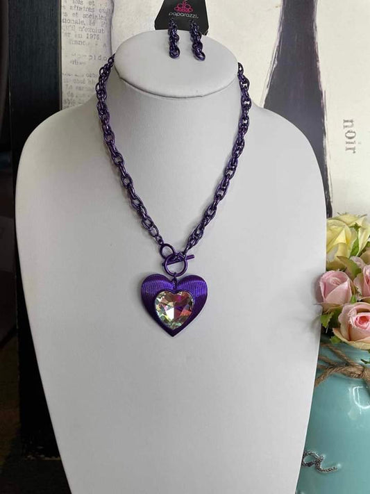 Purple Heart  Necklace - 2024 March Life of the Party - Paparazzi Accessories - Alies Bling Bar