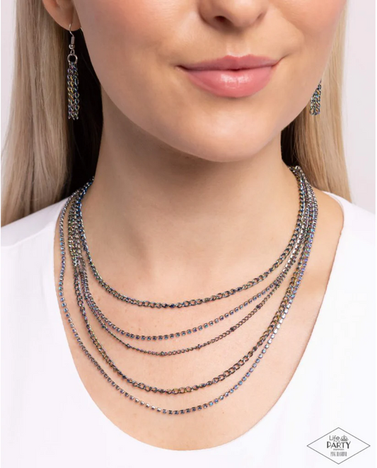 Dangerously Demure - Multi Necklace - Pink Diamond -Paparazzi Accessories - Alies Bling Bar