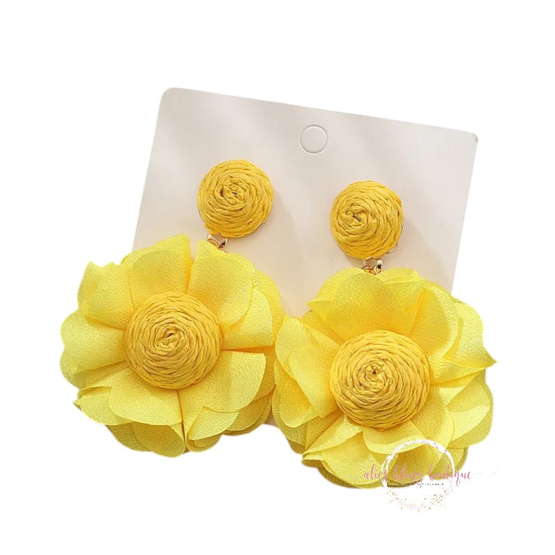 Boho Blossom Yellow Earrings - Alies Bling Bar