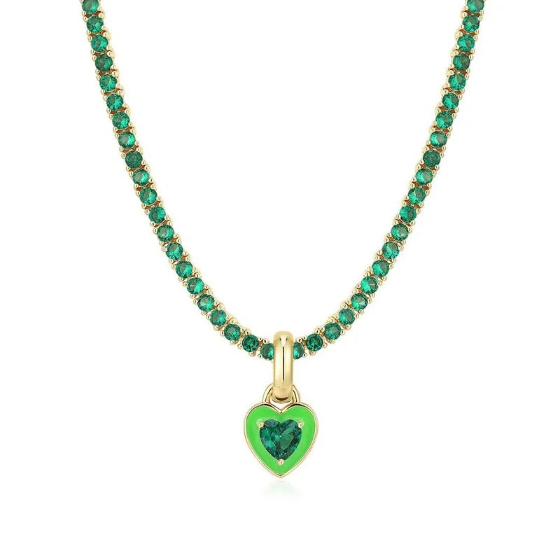 Heart Of Glass 18K Gold Plated - Green Necklace - Alies Bling Bar