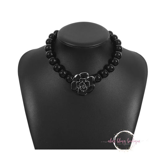 Bold Bloom - Black Necklace - Alies Bling Bar