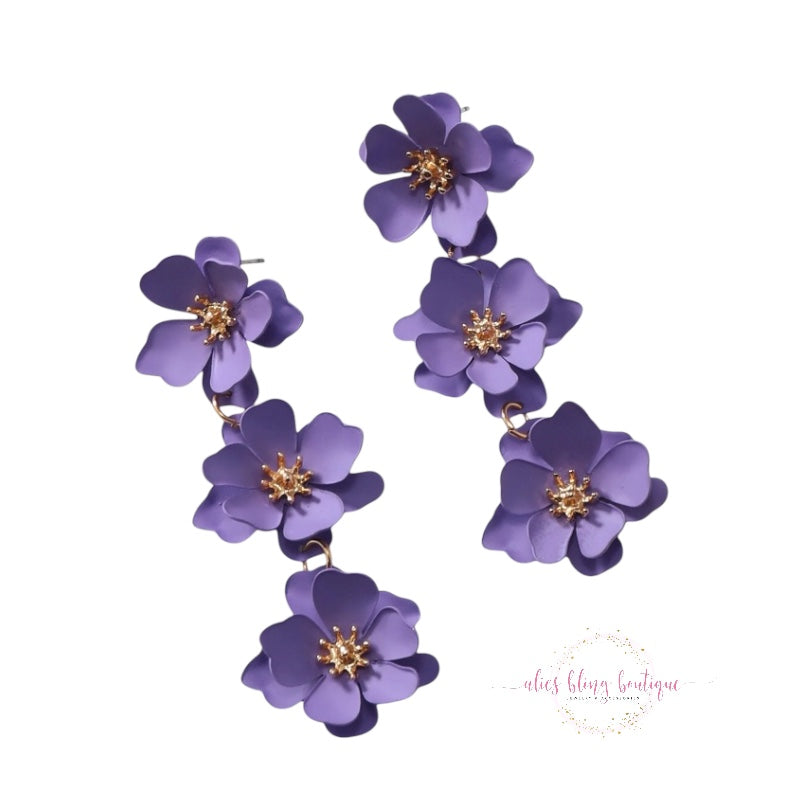 Blossom Cascade - Purple Earrings - Alies Bling Bar