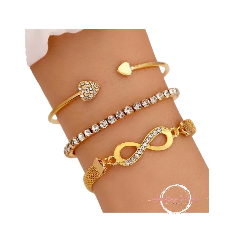 Forever & Always Forever & Always - Gold Bracelet Set of 3 - Alies Bling Bar