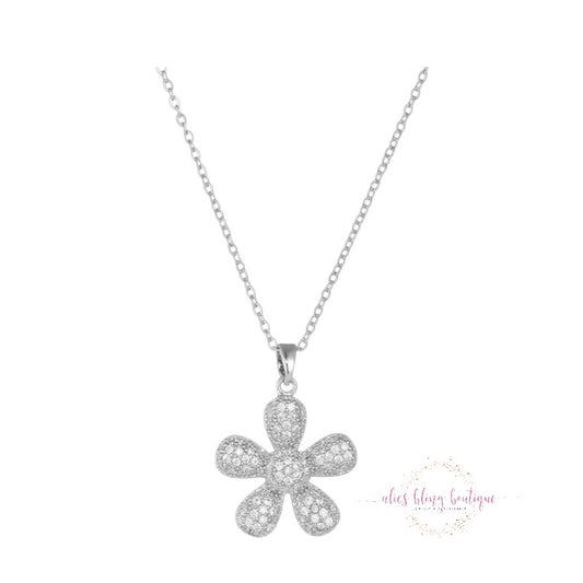 Sunlit Blossom Necklace in White - Alies Bling Bar