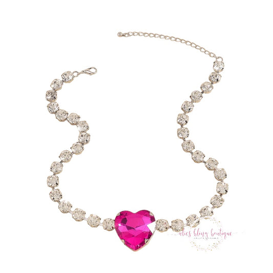 With All My Heart - Pink Necklace - Alies Bling Bar