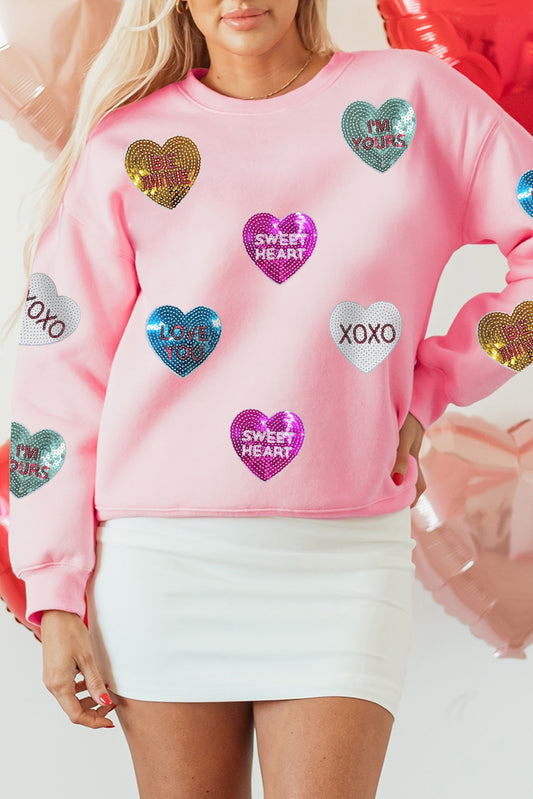 Sweethearts Pink Sequin Sweatshirt - Alies Bling Bar