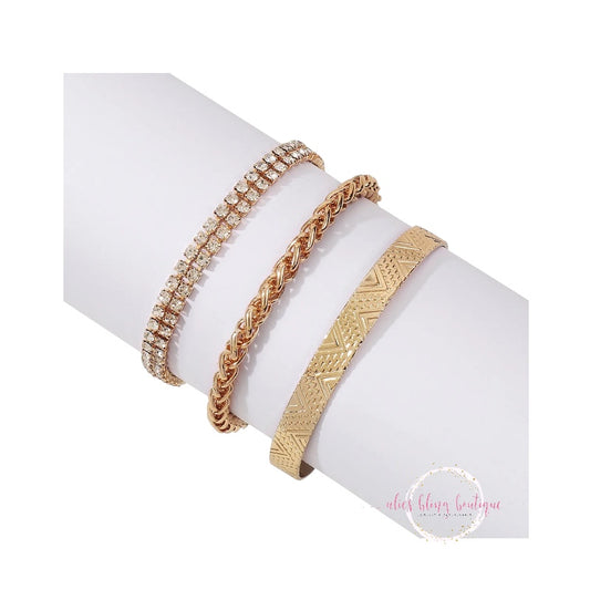 Shimmer & Shine - Gold 3 Piece Bracelet Set - Alies Bling Bar