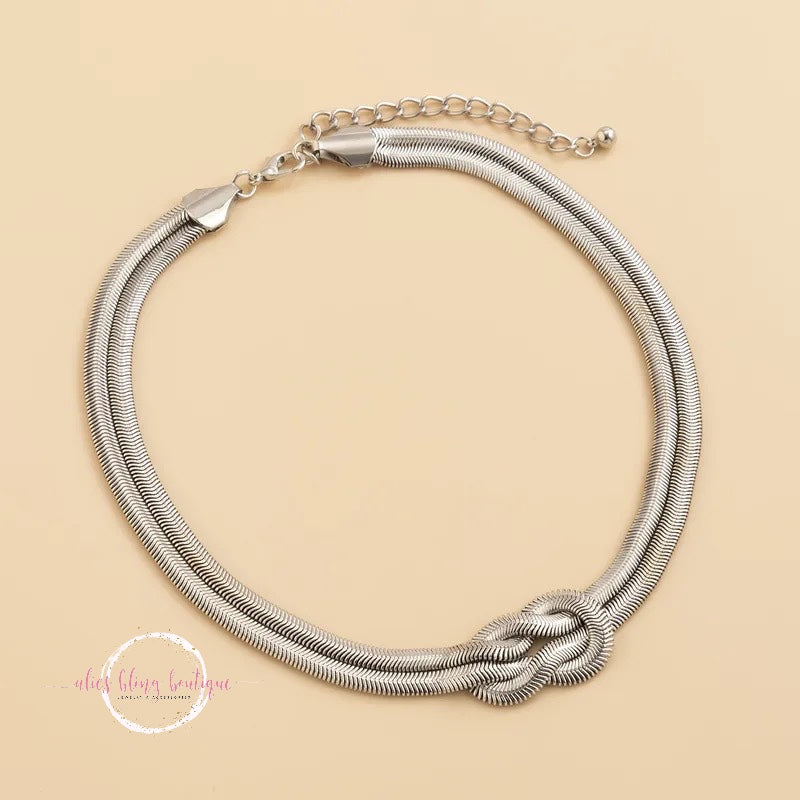 Tied Together - Silver Necklace - Alies Bling Bar