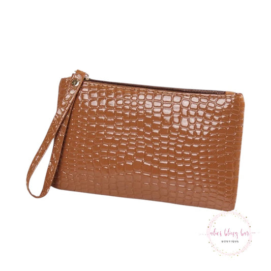 Summer Luxe Crocodile Brown Clutch Bag - WOW WED - Alies Bling Bar