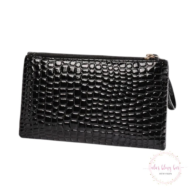 Summer Luxe Crocodile Black Clutch Bag - WOW WED - Alies Bling Bar