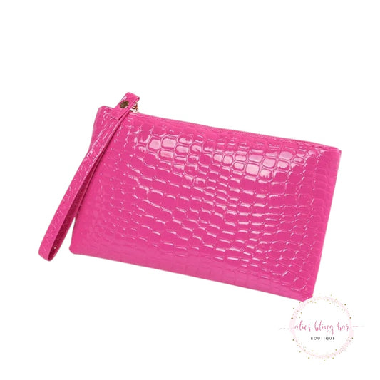 Summer Luxe Crocodile Pink Clutch Bag - WOW WED - Alies Bling Bar