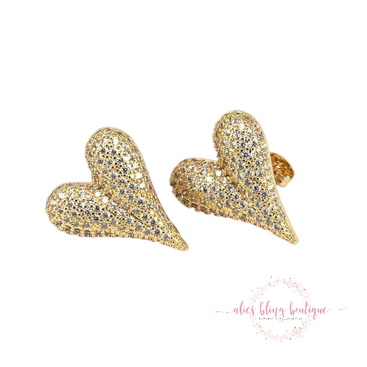 Love Spark - Gold Post Earrings - Alies Bling Bar