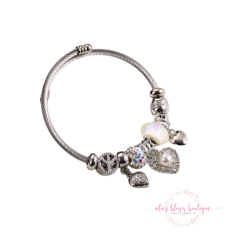 Peace & Love Charm Bracelet - Alies Bling Bar