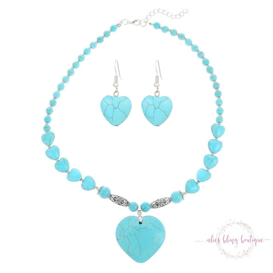 Turquoise Heart Bliss Necklace - Alies Bling Bar