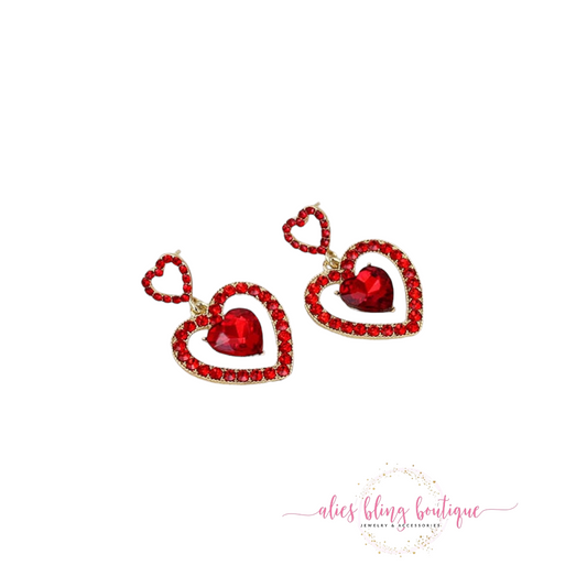 My Heart Is Yours Earrings in Red - Alies Bling Bar