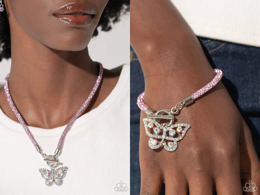 Butterfly Set - Pink Necklace & Bracelet + 1 Mystery Piece - Paparazzi Accessories - Alies Bling Bar