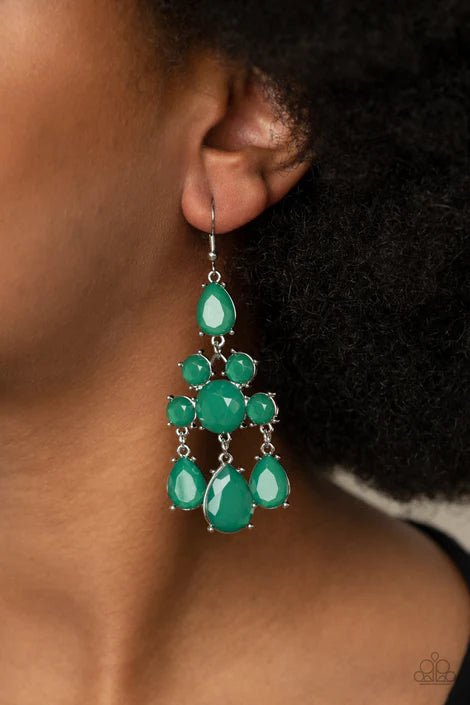 Afterglow Glamour - Green Earrings - Paparazzi Accessories - Alies Bling Bar