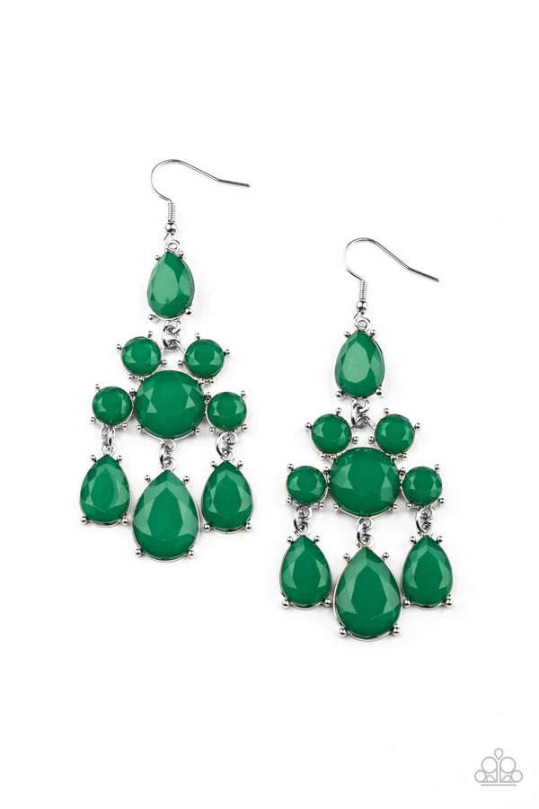 Afterglow Glamour - Green Earrings - Paparazzi Accessories - Alies Bling Bar