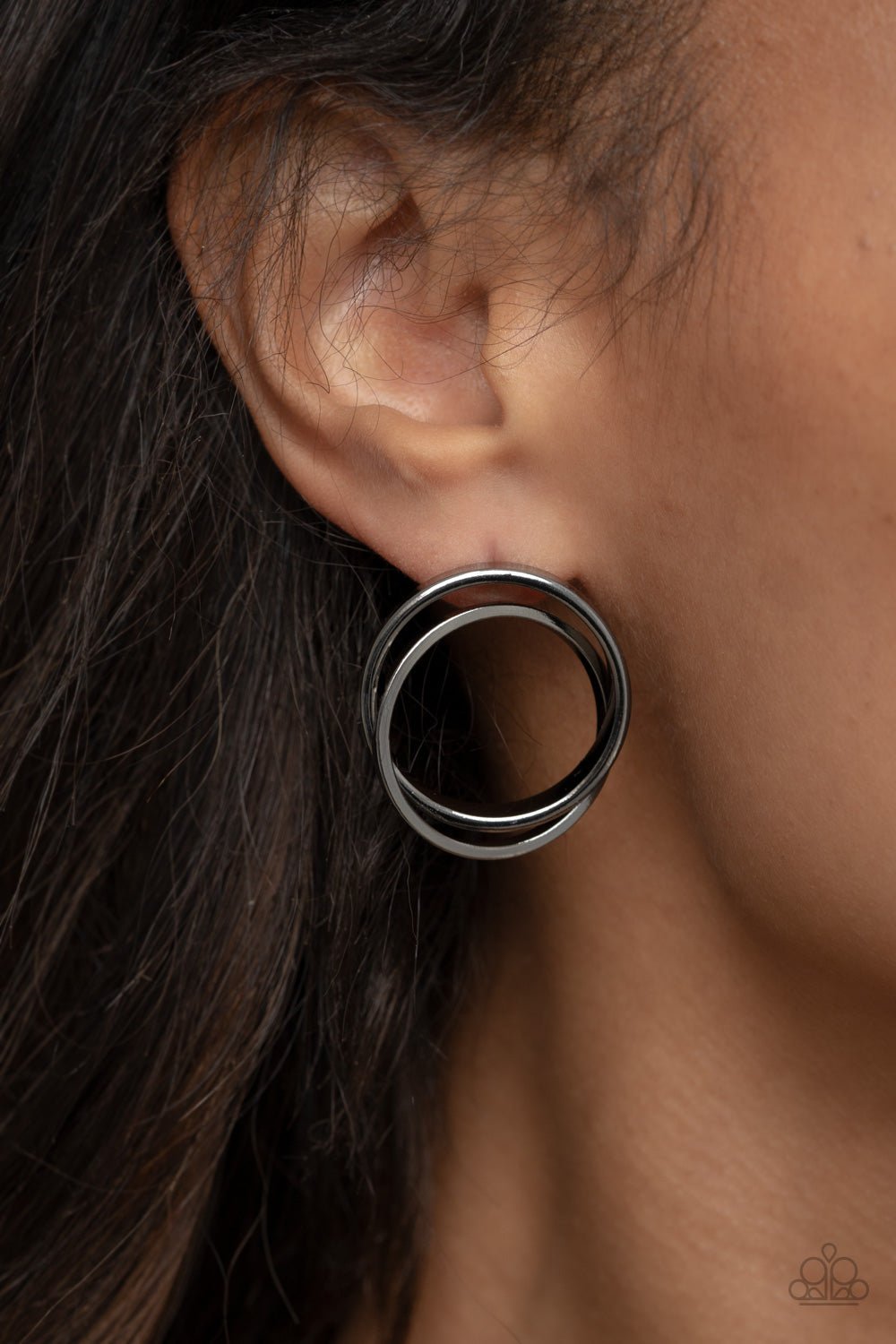 Always In The Loop - Black Earrings - Paparazzi Accessories - Alies Bling Bar