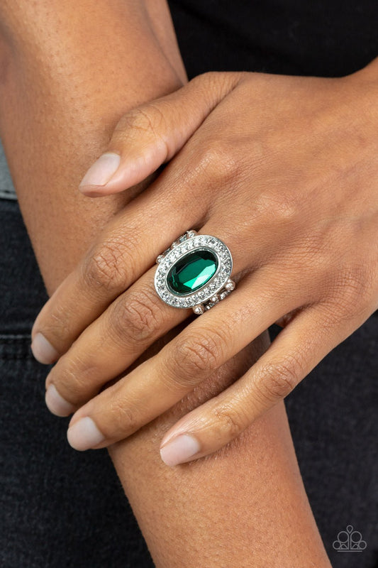 Always OVAL-achieving - Green Ring - Paparazzi Accessories - Alies Bling Bar