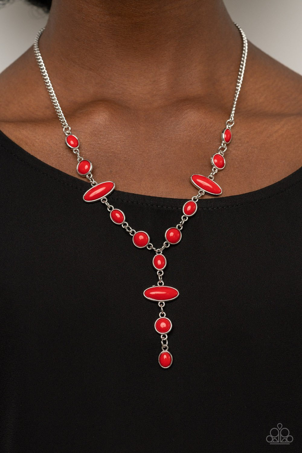 Authentically Adventurous - Red Necklace - Paparazzi Accessories - Alies Bling Bar