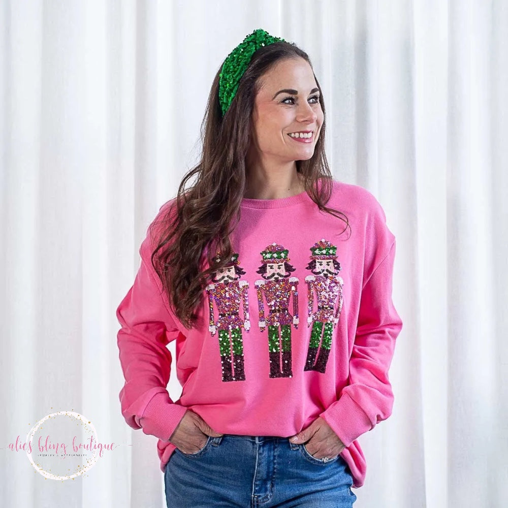 Sequin Christmas Soldier Sweatshirt - Alies Bling Bar