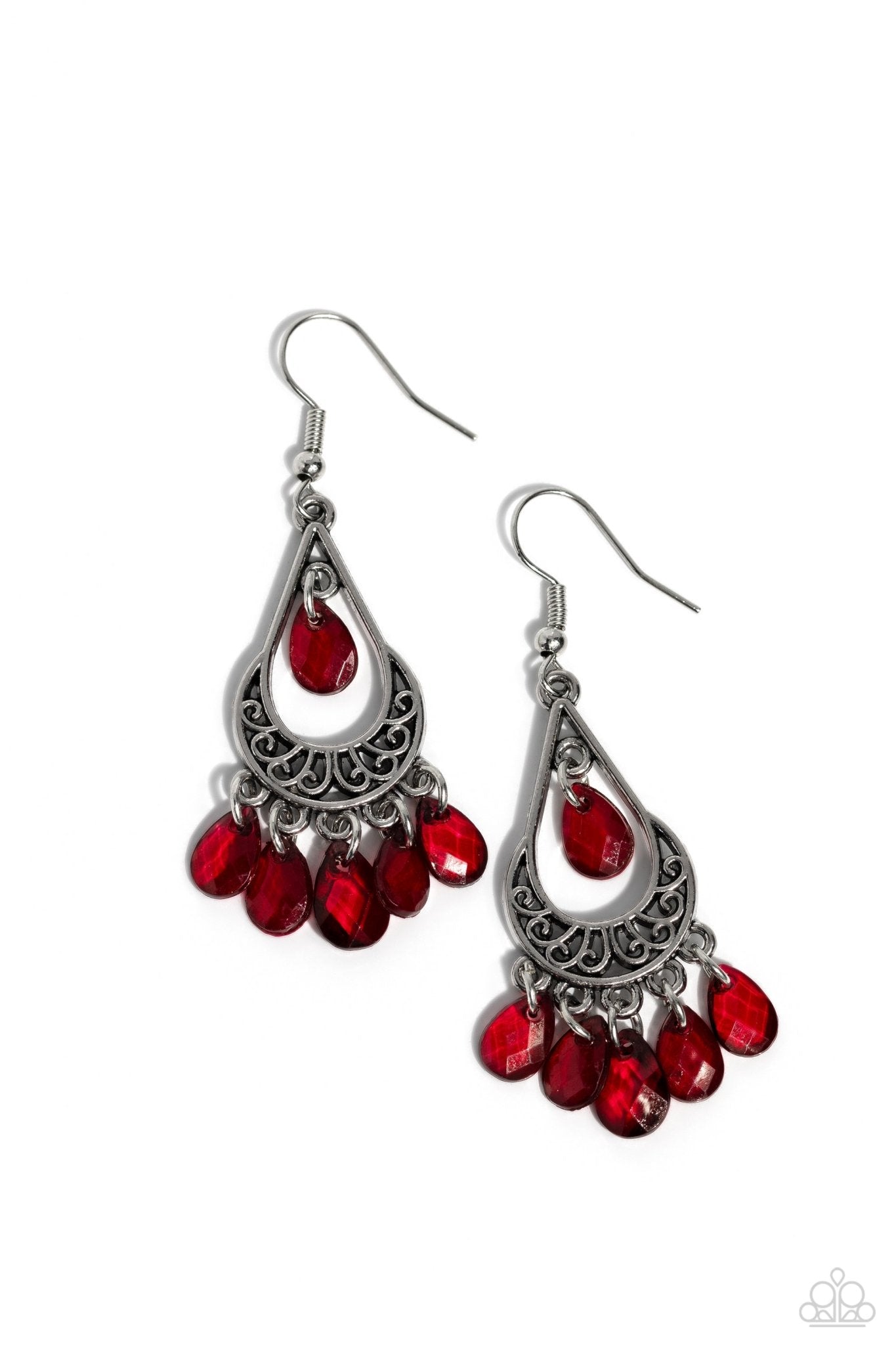 Beachside Ballroom - Red Earrings - Paparazzi Accessories - Alies Bling Bar