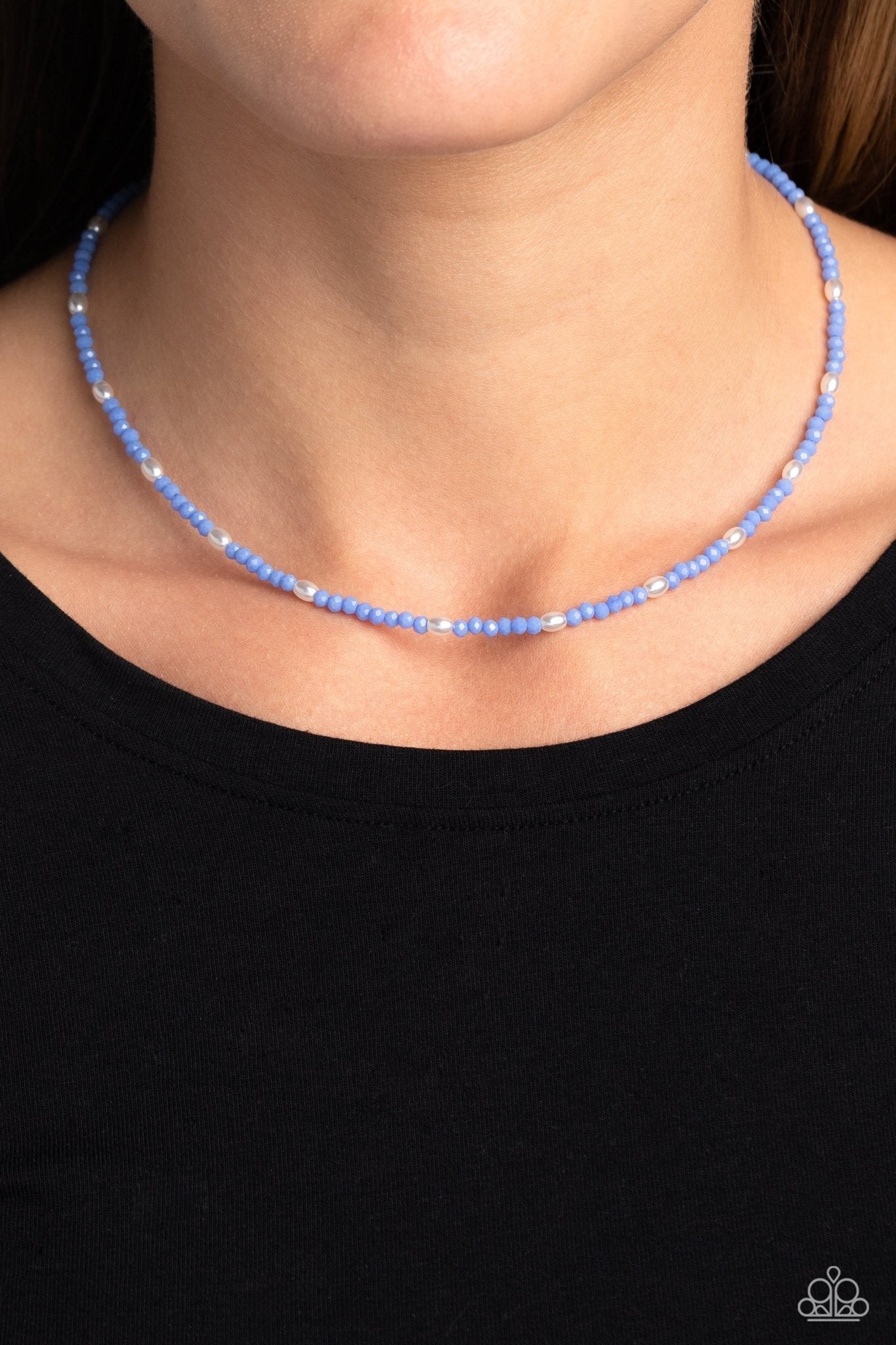 Beaded Blitz - Blue Necklace  - Paparazzi Accessories - Alies Bling Bar