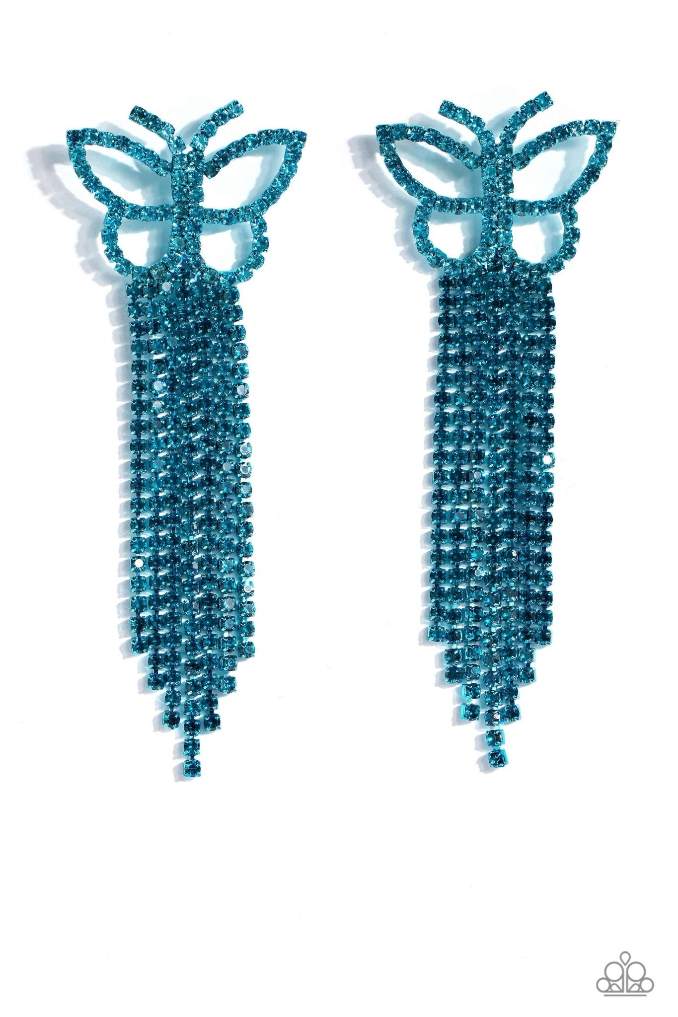 Billowing Butterflies - Blue Earrings - Paparazzi Accessories - Alies Bling Bar