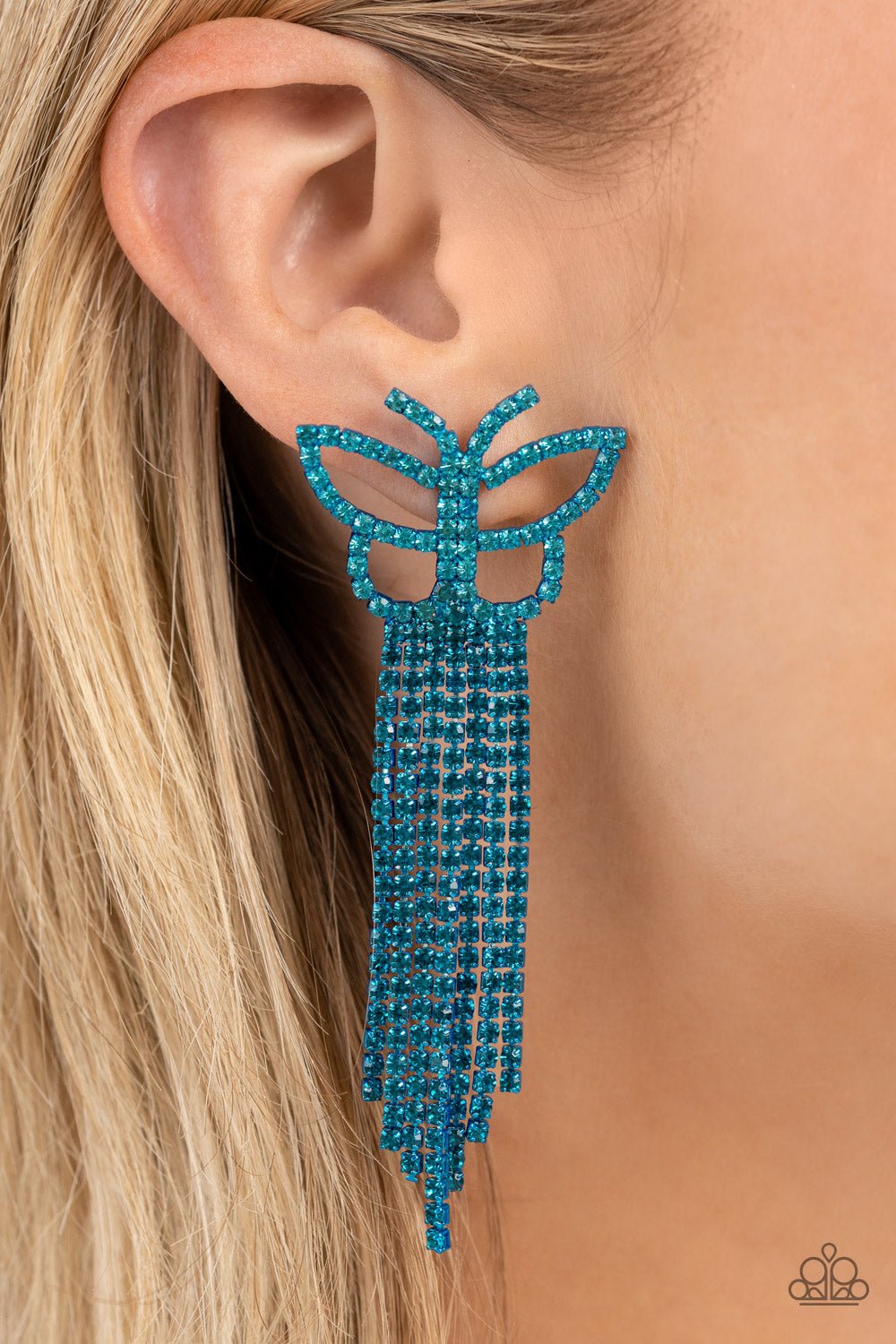 Billowing Butterflies - Blue Earrings - Paparazzi Accessories - Alies Bling Bar