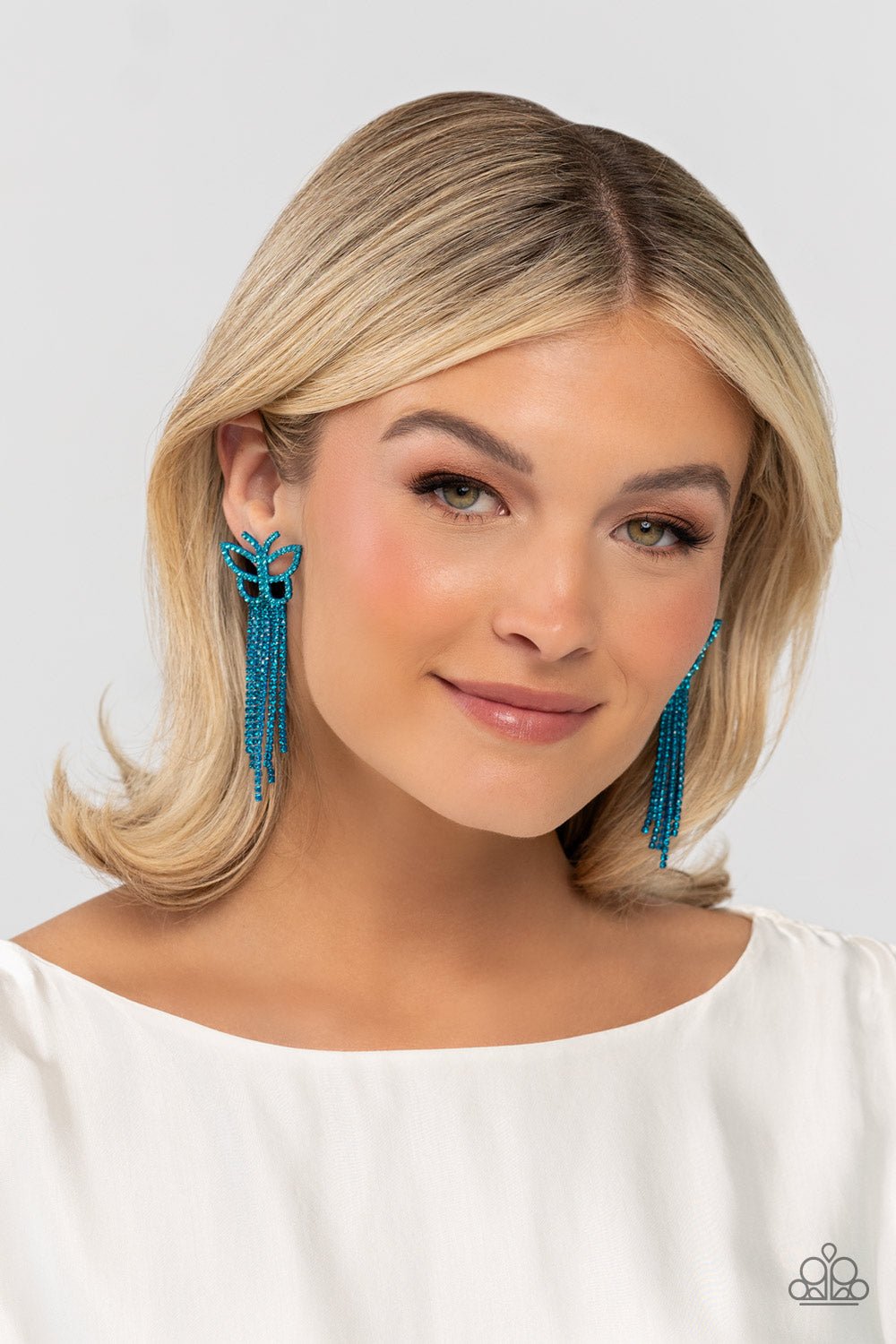 Billowing Butterflies - Blue Earrings - Paparazzi Accessories - Alies Bling Bar