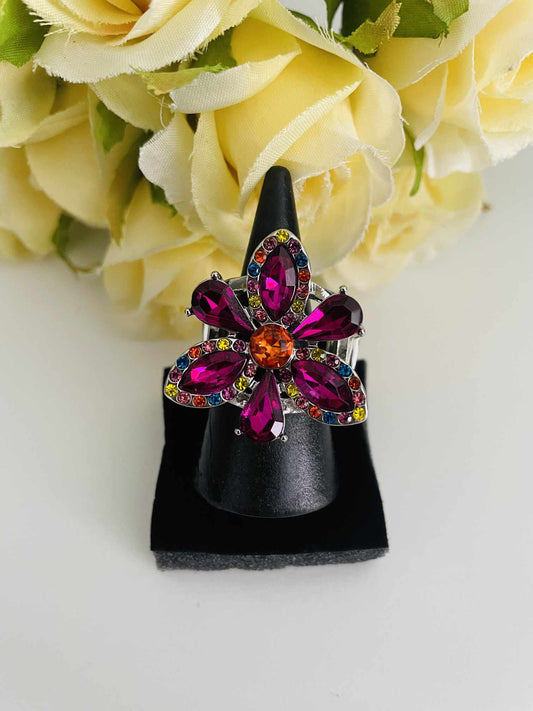 Blazing Blooms- Multi Pink Ring - Life of the Party - Paparazzi Accessories - Alies Bling Bar