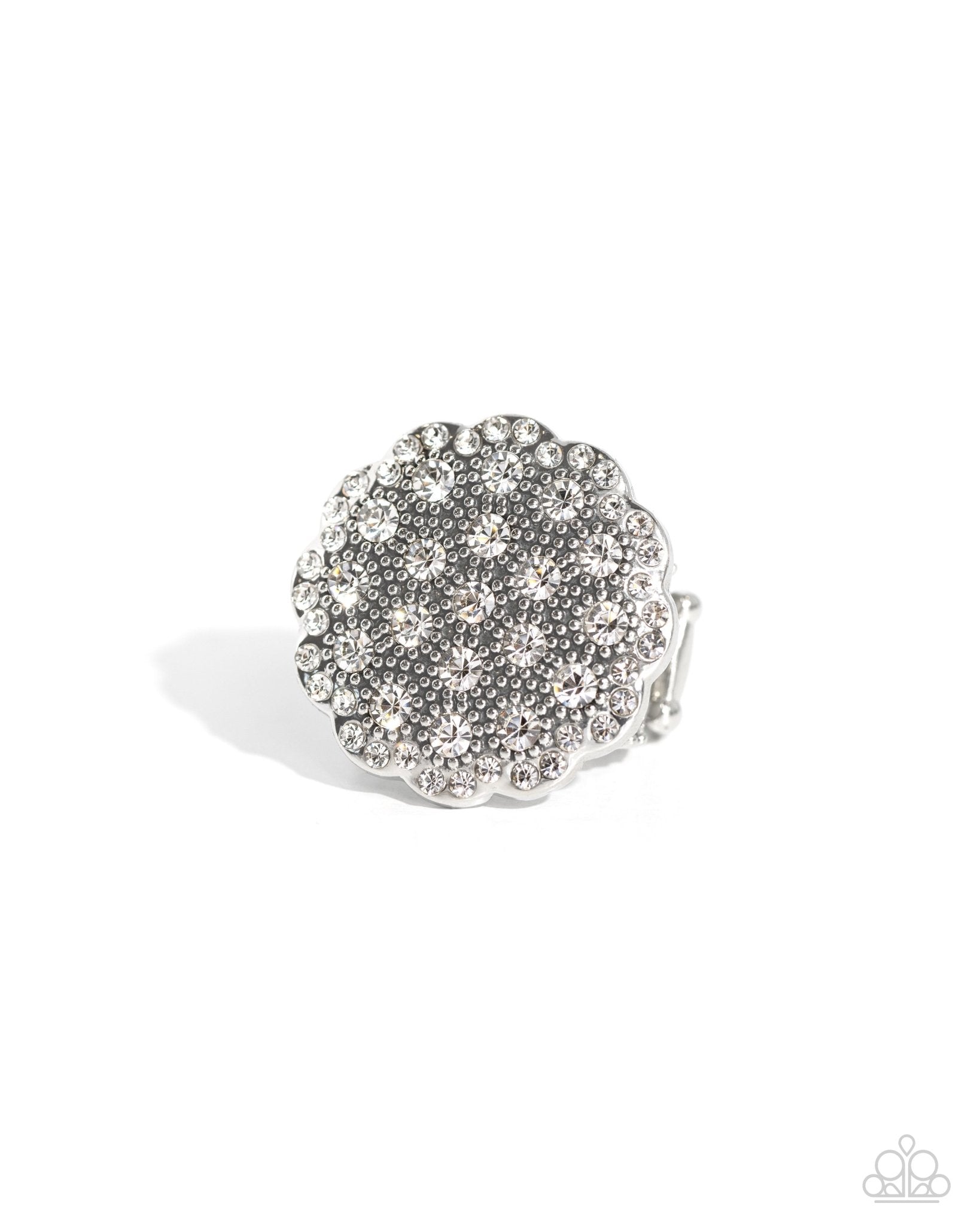 Blingy Bouquet - White Ring - Paparazzi Accessories - Alies Bling Bar