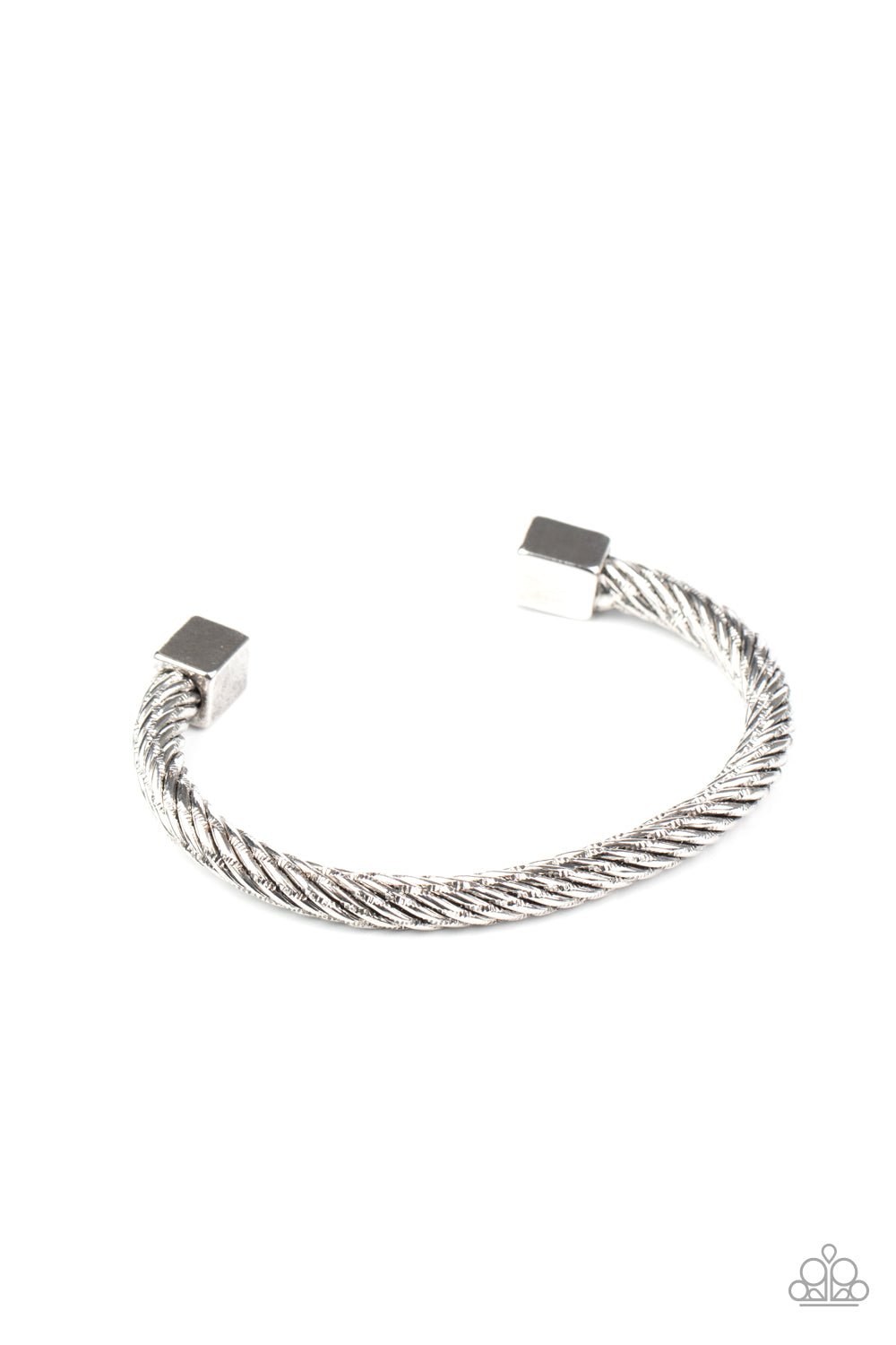 Block It Out - Silver Cuff Bracelet - Paparazzi Accessories - Alies Bling Bar