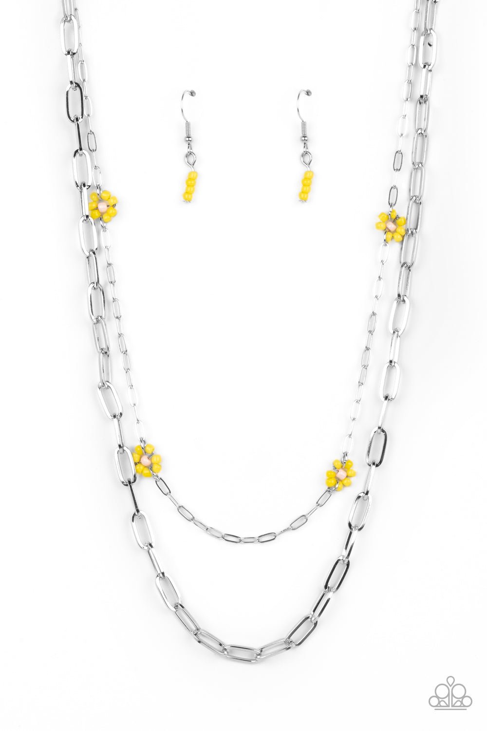 Bold Buds - Yellow Necklace - Paparazzi Accessories - Alies Bling Bar