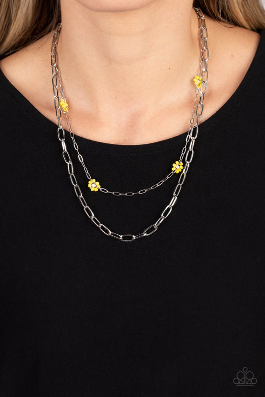 Bold Buds - Yellow Necklace - Paparazzi Accessories - Alies Bling Bar