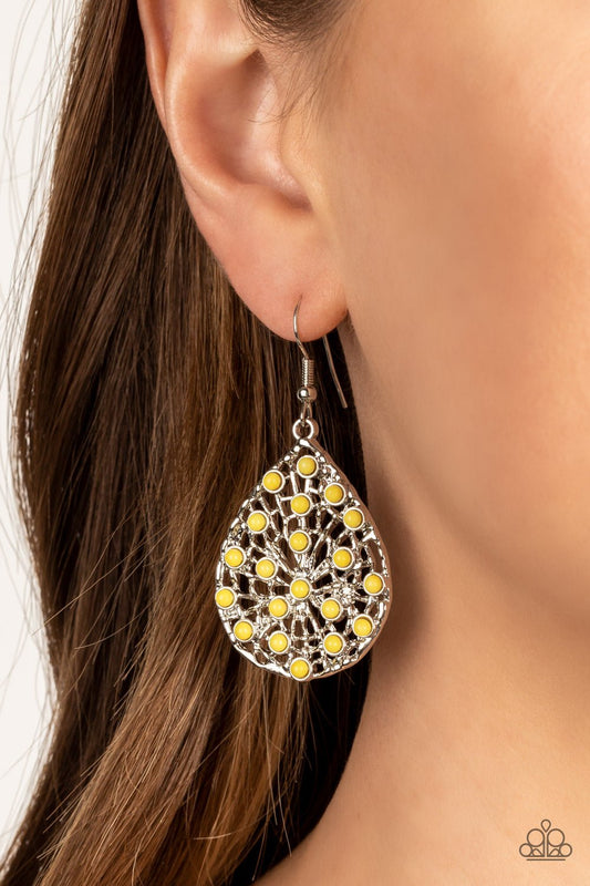 Botanical Berries - Yellow Earrings - Paparazzi Accessories - Alies Bling Bar