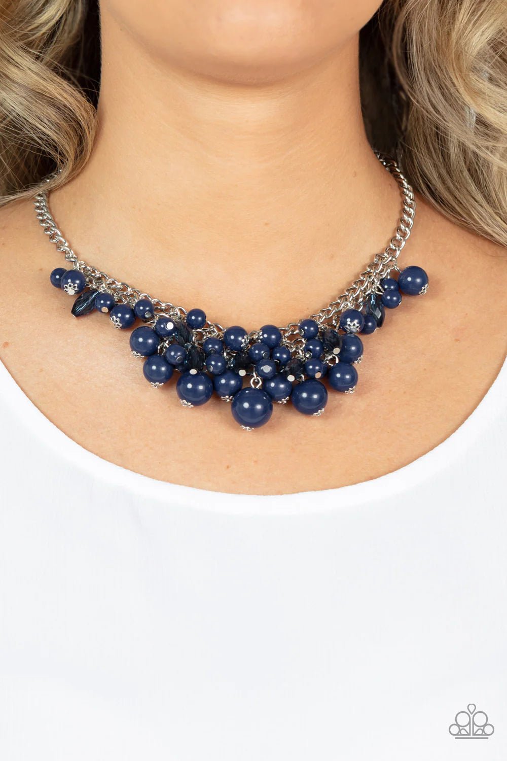 Broadway Bustle - Blue Necklace - Paparazzi Accessories - Alies Bling Bar