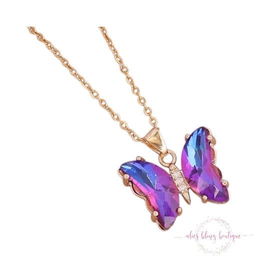 Butterfly Glow Necklace in Deep Purple - WOW WED - Alies Bling Bar