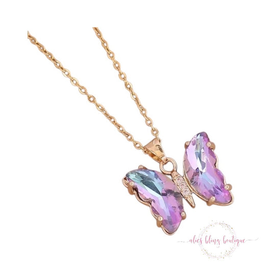 Butterfly Glow Necklace in Light Purple - WOW WED - Alies Bling Bar