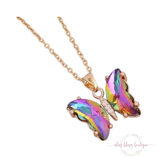 Butterfly Glow Necklace in Multi - WOW WED - Alies Bling Bar