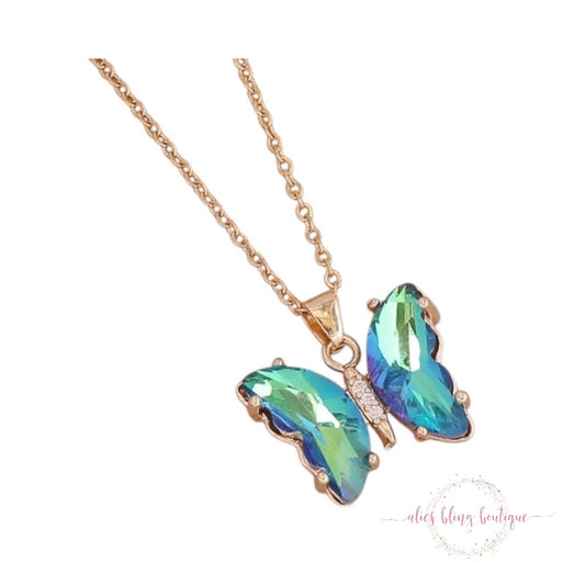 Butterfly Glow Necklace in Green - WOW WED - Alies Bling Bar