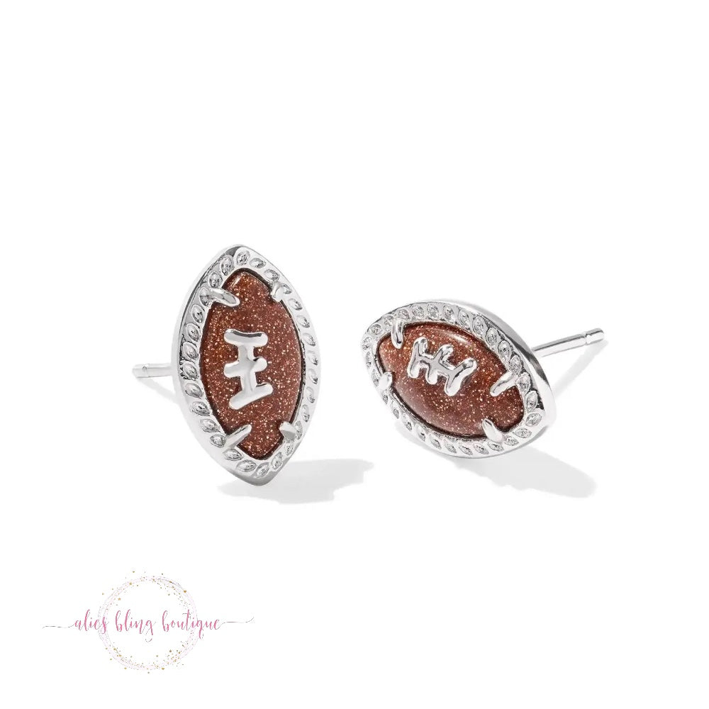 Football Gems Stud Earrings - Alies Bling Bar