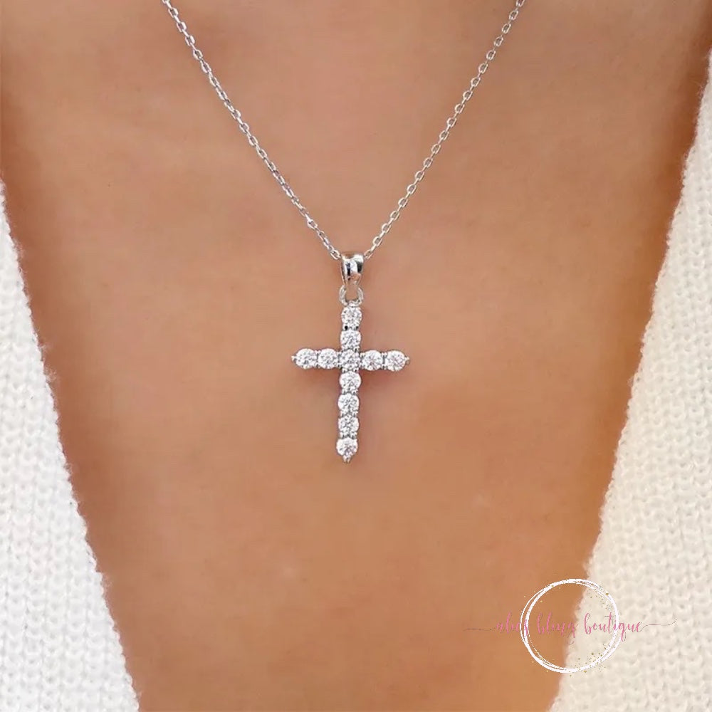 Radiant Faith - Silver Cross Necklace - Alies Bling Bar