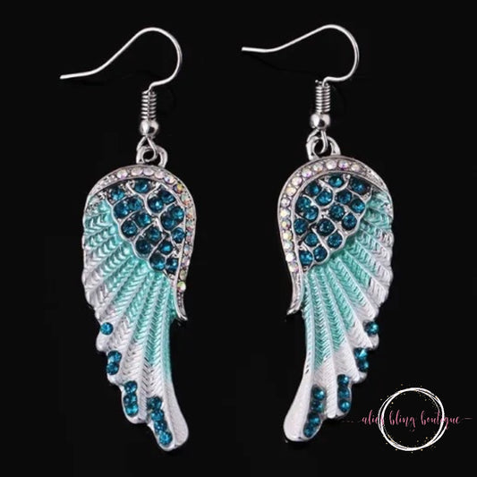 Angelic Sparkle Earrings in Blue - Alies Bling Bar