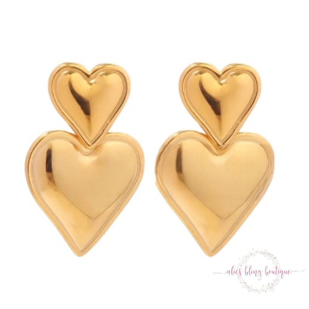 Double Love Earrings in Gold - Alies Bling Bar