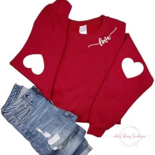 Wear Your Heart On Your Sleeve - Red Sweatshirt - Alies Bling Bar