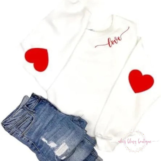 Wear Your Heart On Your Sleeve - White Sweatshirt - WOW WED - Alies Bling Bar