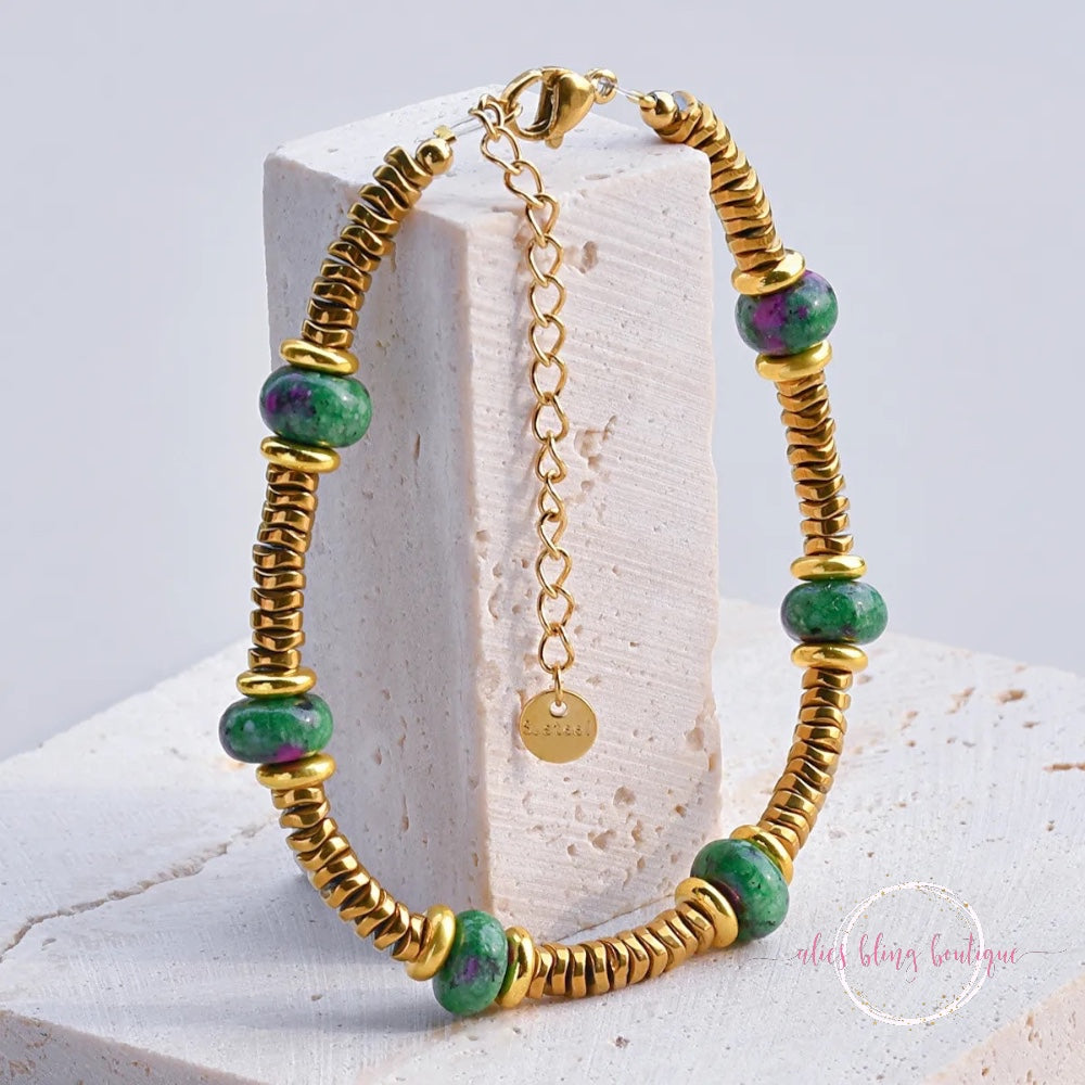 Gleaming Essence Bracelet in Green - Alies Bling Bar