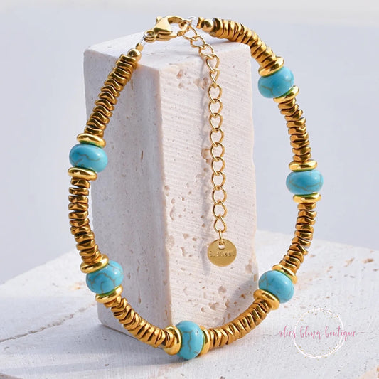 Gleaming Essence Bracelet in Turquoise - Alies Bling Bar